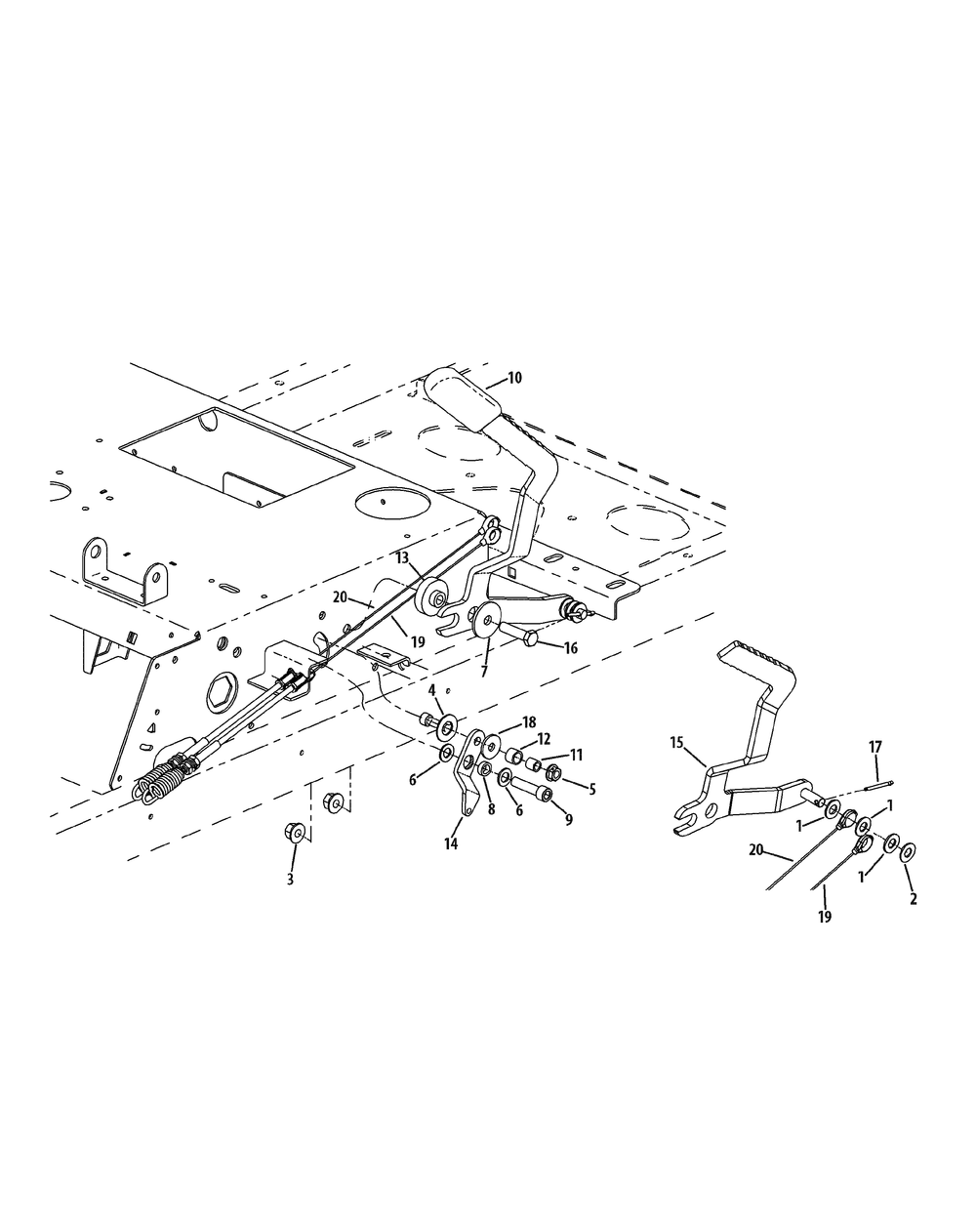 Brake Assembly Diagram and Parts List for Z-FORCEPRO48-KH 53BH3AGN050-22HP Cub Cadet Lawn Tractor